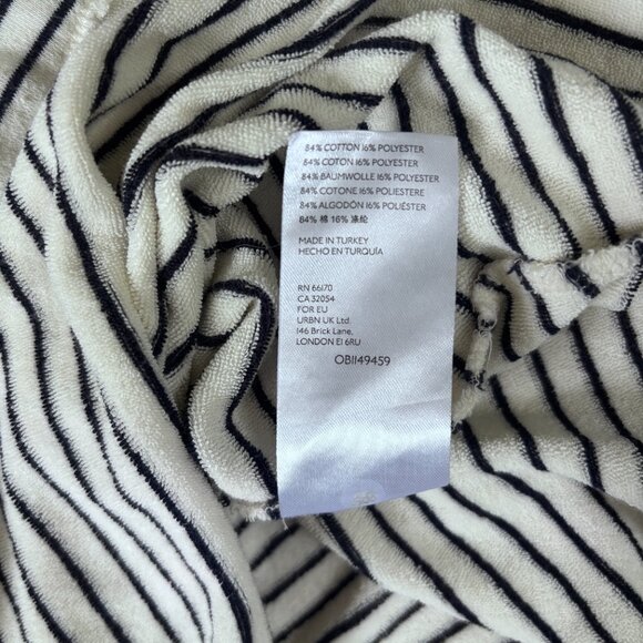 Anthropologie Pazienza Terry Cloth Criss Cross Tie Midi Dress Ivory/ Navy Medium - Picture 9 of 9